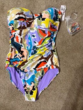 NWT Anne Cole Multicolor Women's One-Piece Swimsuit with Removable Straps